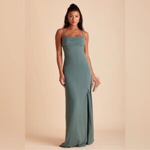 Birdy Grey Ash Crepe Bridesmaid Maxi Dress Sea Glass Green Size Medium